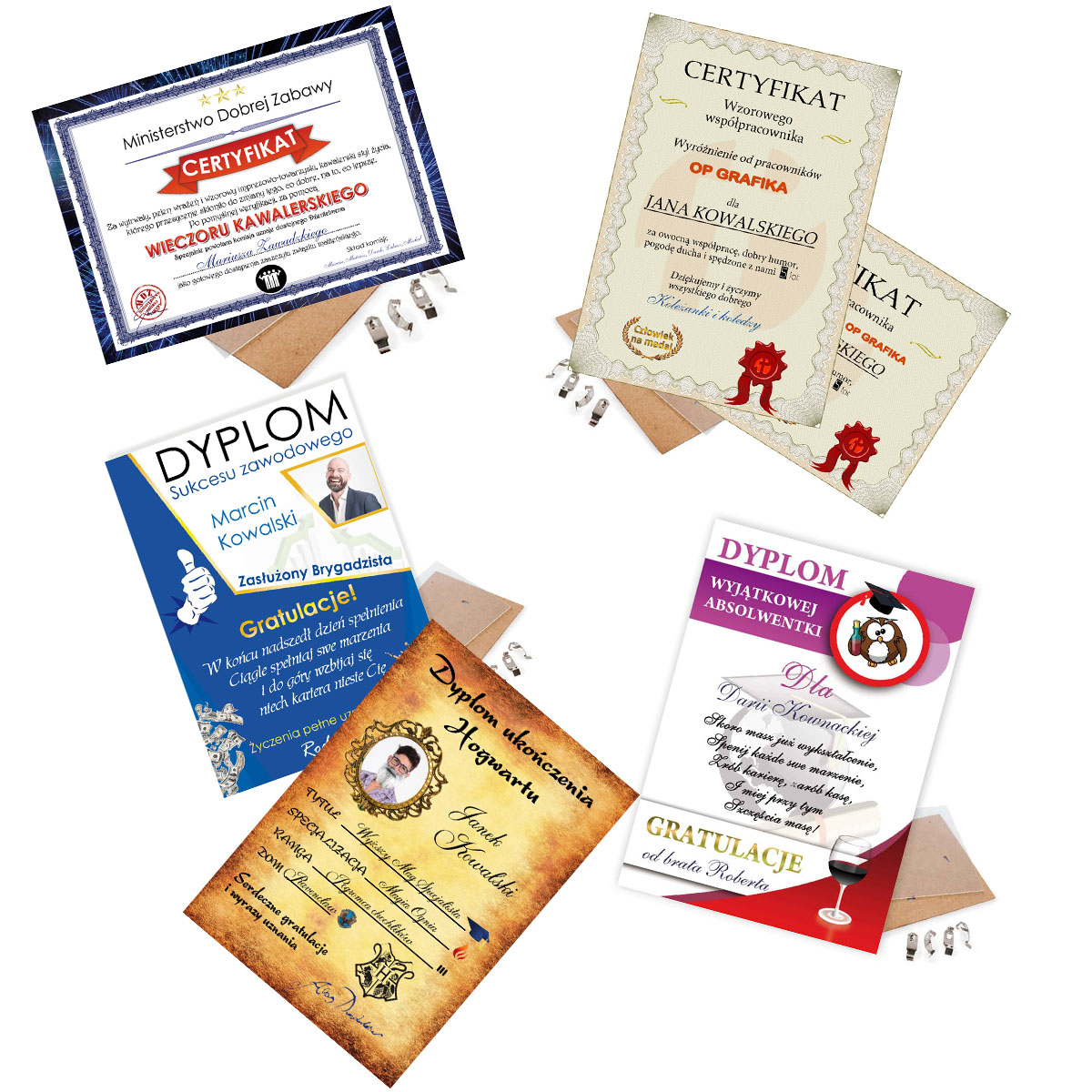 Dyplomy i certyfikaty na wszystkie okazje, personalziwoane